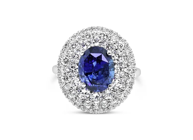 Sapphire And Diamond Halo Ring