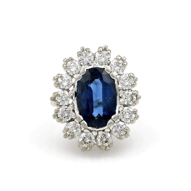 SAPPHIRE AND DIAMOND HALO RING