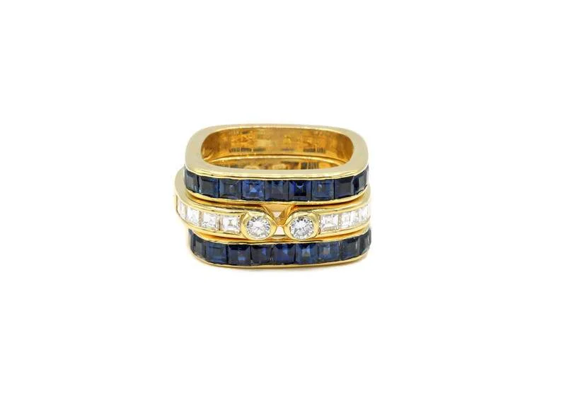 SAPPHIRE AND DIAMOND STACKING RINGS