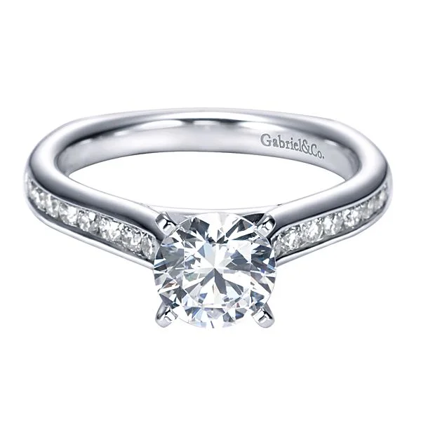 14K White Gold Round Diamond Engagement Ring