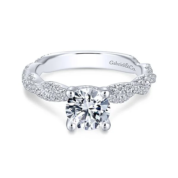 14K White Gold Round Diamond Engagement Ring