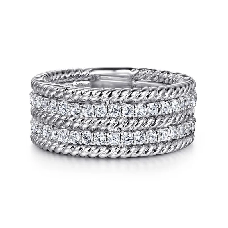 925 Sterling Silver White Sapphire Easy Stacklable Band Ladies Ring