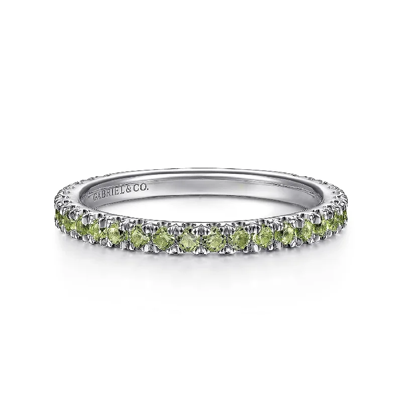 14K White Gold Peridot Stackable Ring