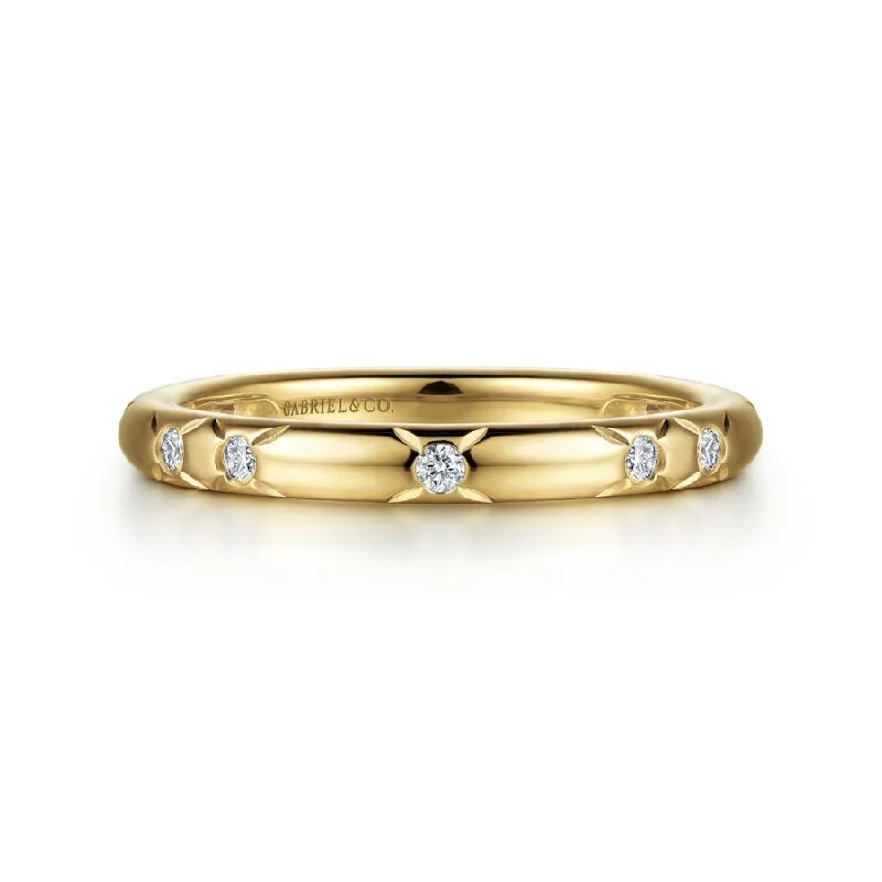 14K Yellow Gold Diamond Ladies Stackable Ring