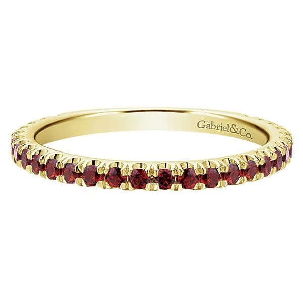 14K Yellow Gold Garnet Stackable Ring