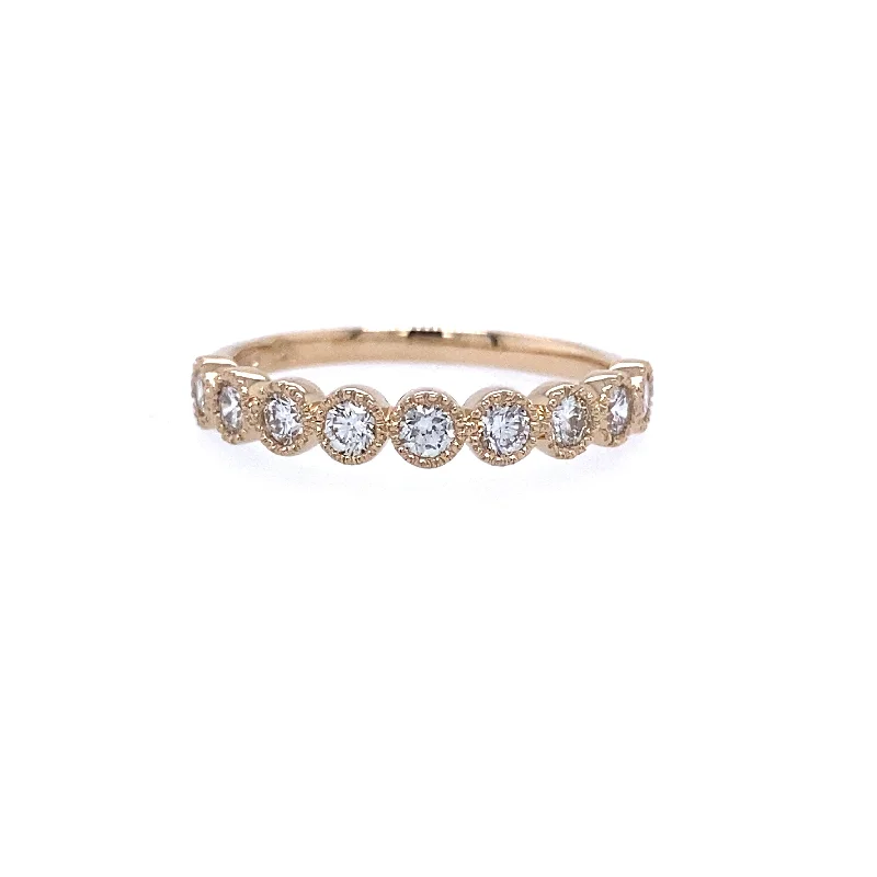 14K Yellow Gold Bezel Set Diamond Band