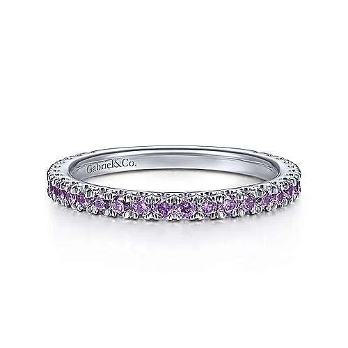 14K White Gold Amethyst Stackable Ring