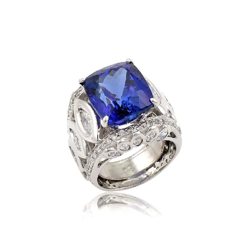 TANZANITE AND DIAMOND RING