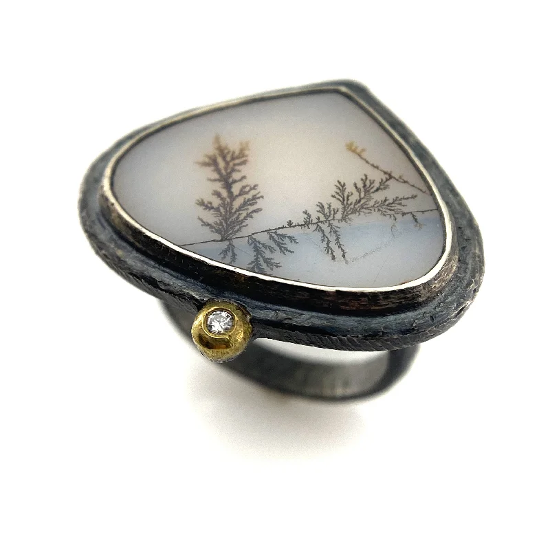 Teardrop Dendritic Agate Ring