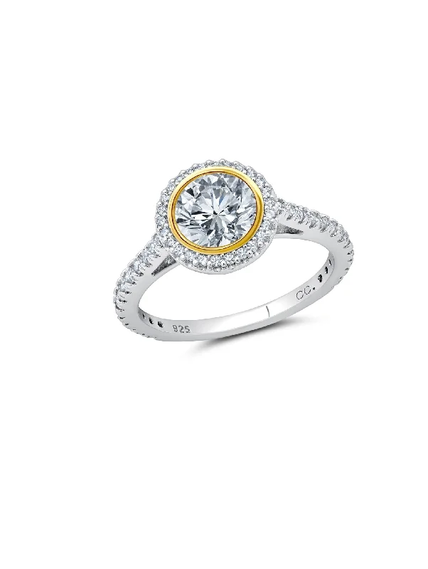 Two Tone Halo Ring