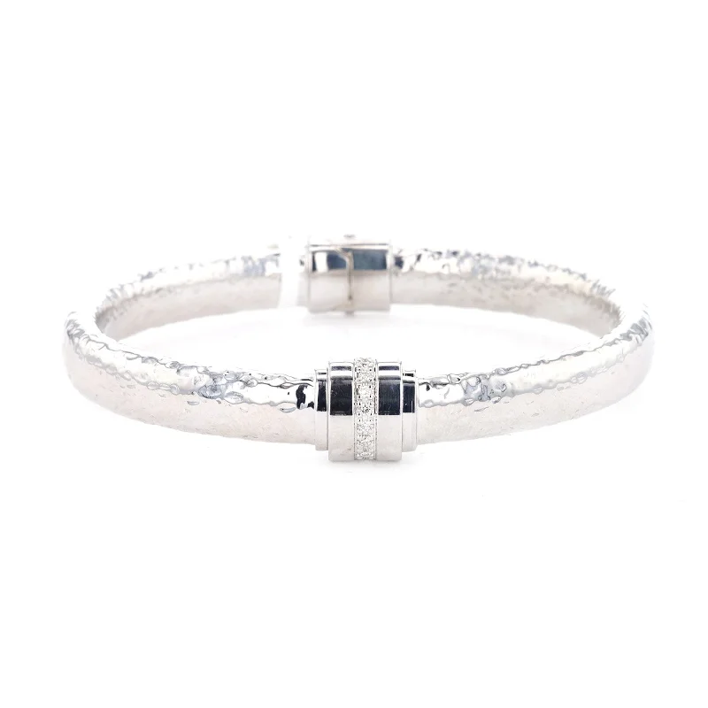 0.12 ctw Diamond Hammered Bangle Bracelet