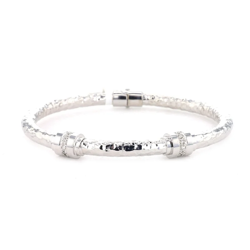 0.16 ctw Diamond Bangle Silver Bracelet