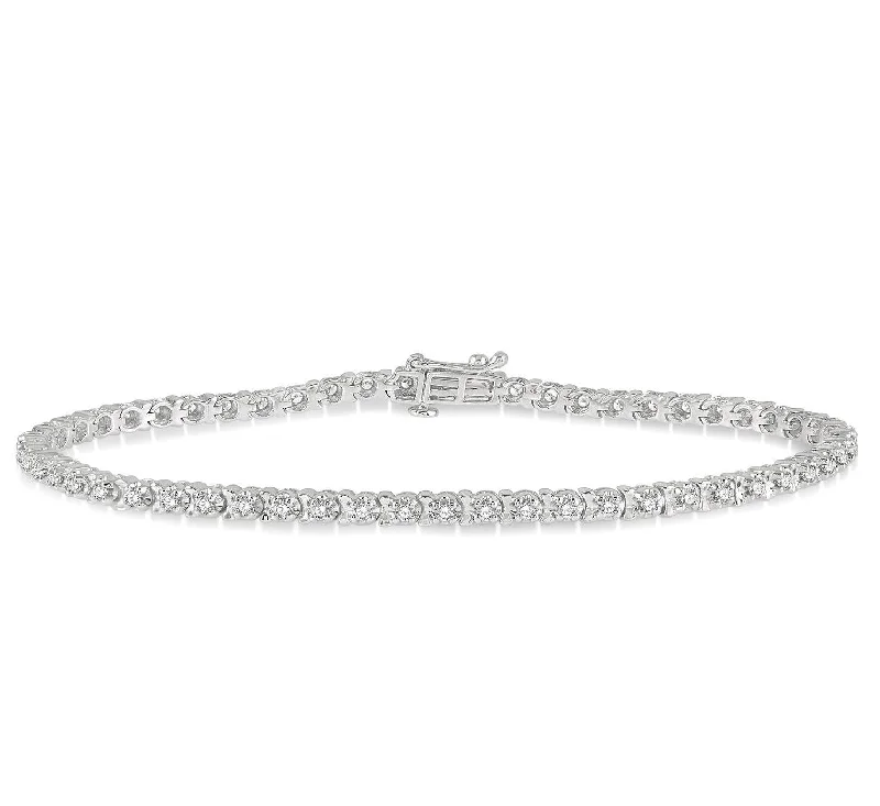 10K White Gold 1.00ctw Diamond Tennis Bracelet