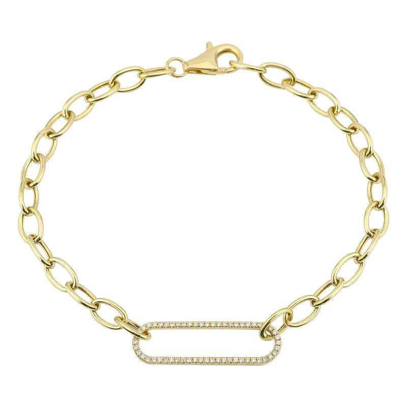 14K Diamond Paperclip Bracelet