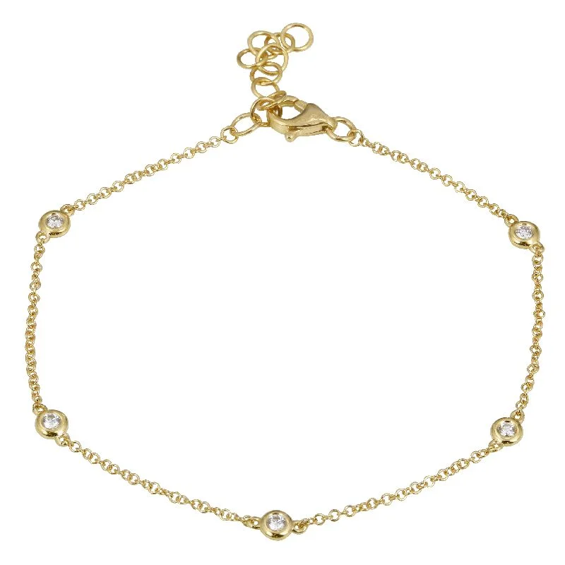 14K Gold Diamond Station Bracelet