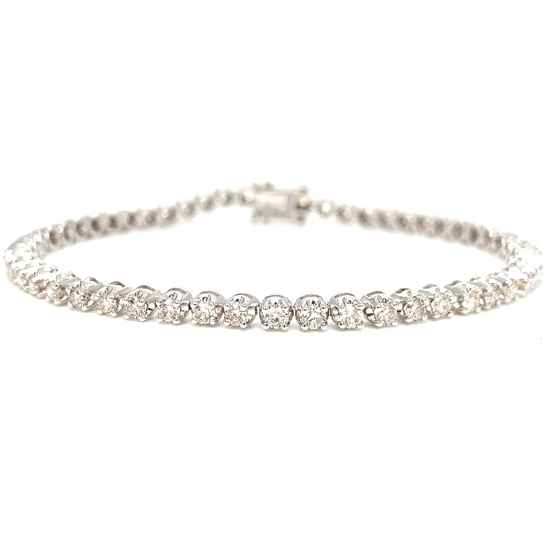 14K White Gold 3.00ct Diamond Tennis Bracelet