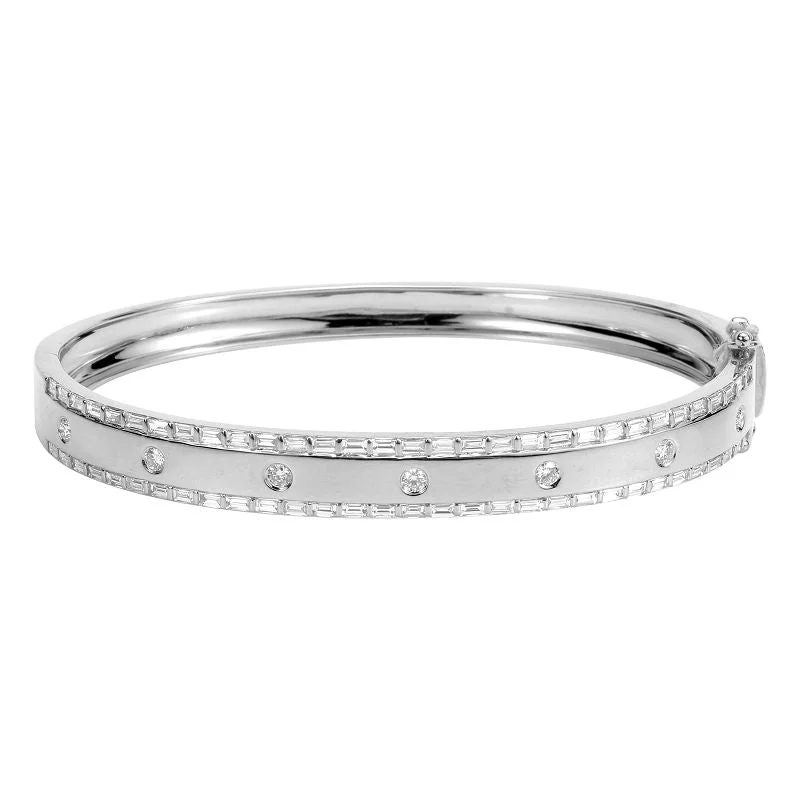 14k White Gold Baguette Bangle Bracelet