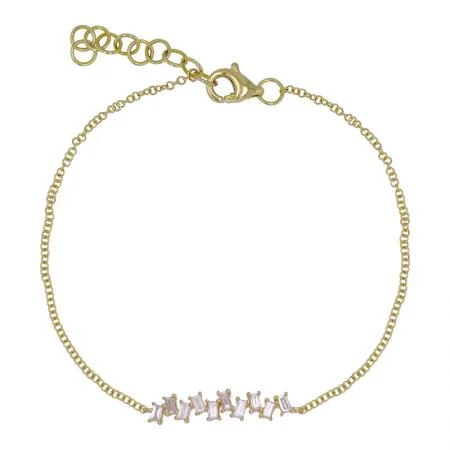 14K Yellow Gold Baguette Diamond Bar Bracelet