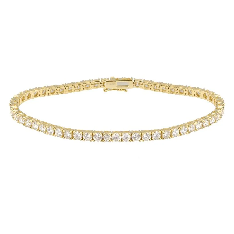 3.00ct Natural Diamond Tennis Bracelet in 14K Yellow Gold