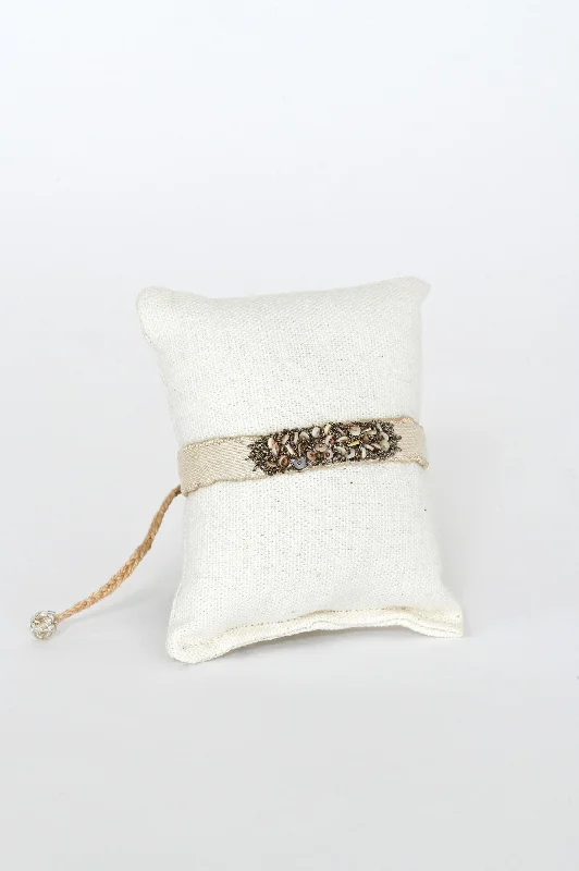 Embroidered Bracelet with Vintage Beads