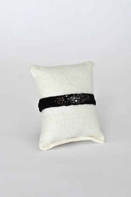 Embroidered Bracelet with Vintage Beads