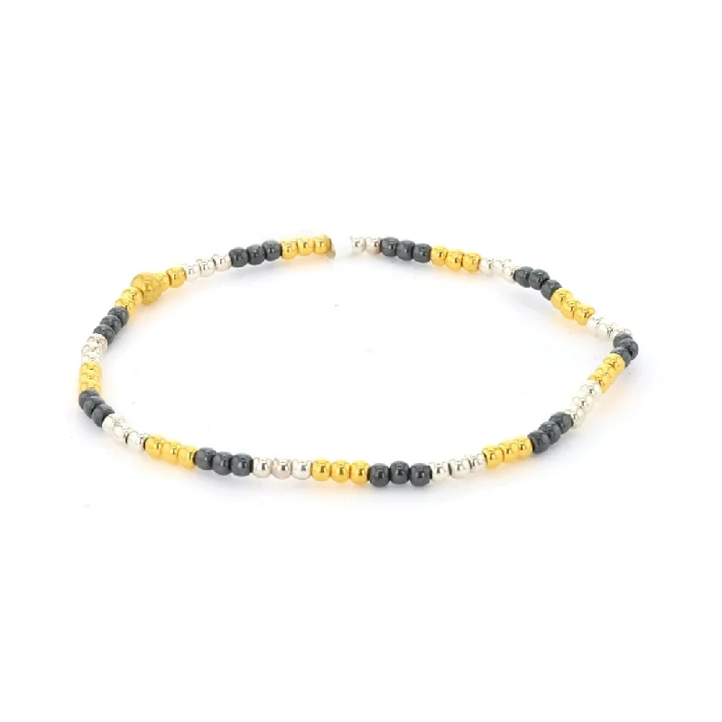 24K & Silver Bead Strech Bracelet | M10273346