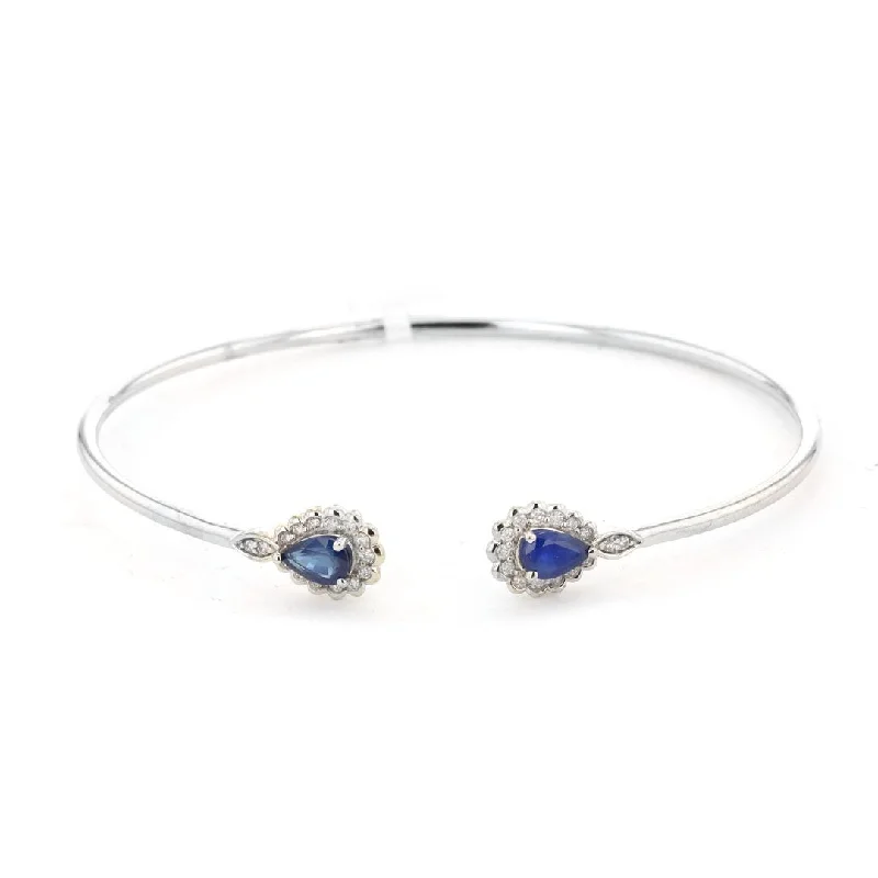 Blue Sapphire & Diamond Bangle Bracelet