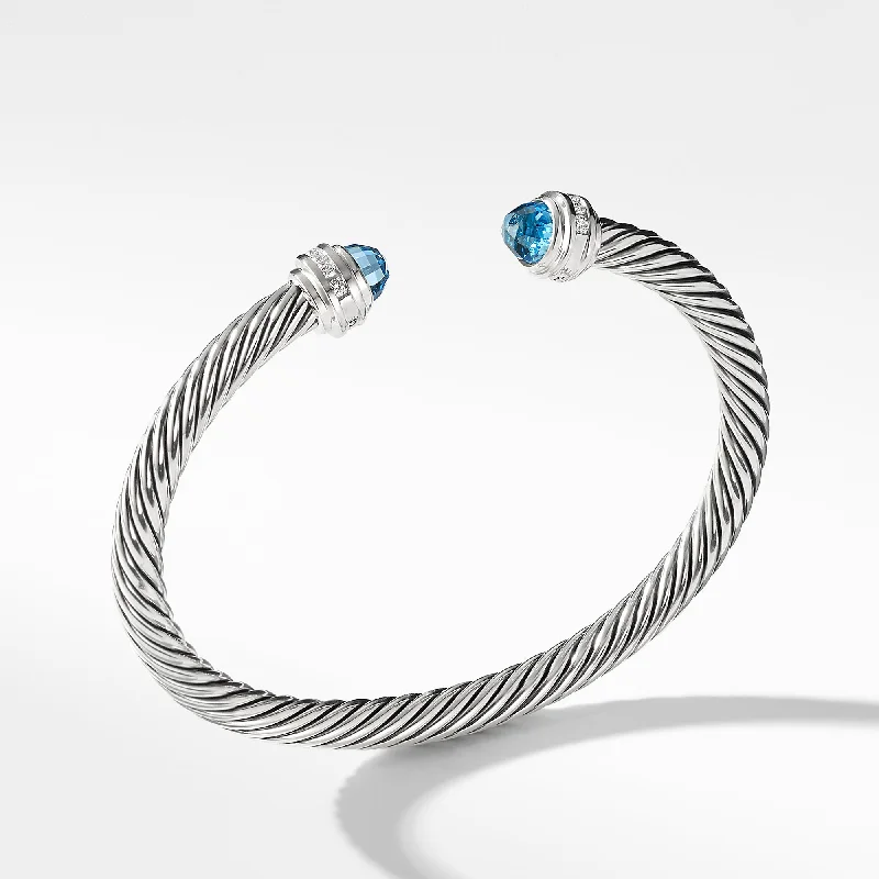 Bracelet with Blue Topaz and Diamonds, Size Medium