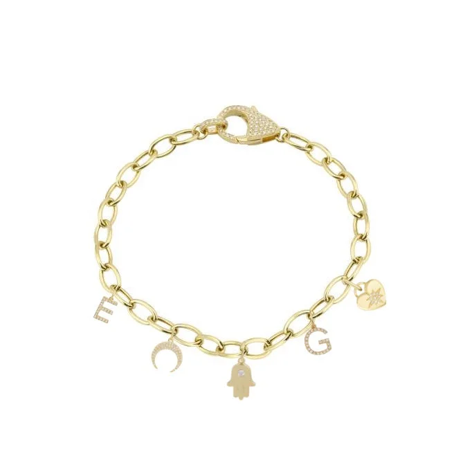 Charm Bracelet with Diamond Clasp