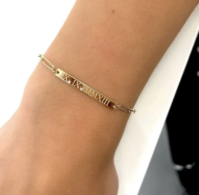 Engraved Roman Numeral Bracelet