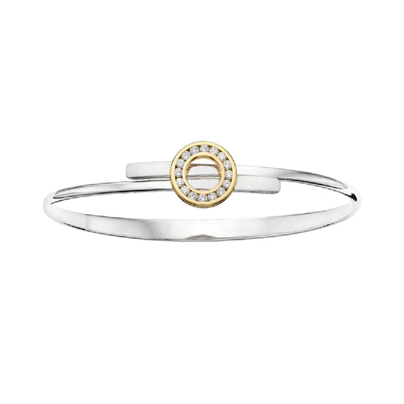 Diamond Open Circle Sterling Silver & Gold Bangle Bracelet