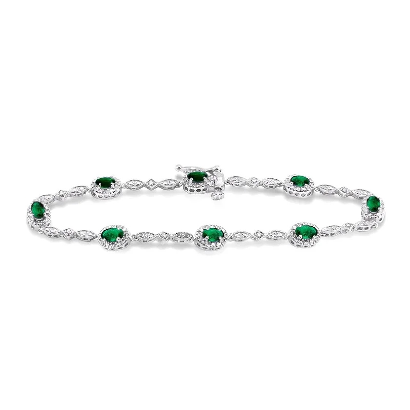 Emerald Bracelet in 14kt White Gold with Diamonds (1/20ct tw)