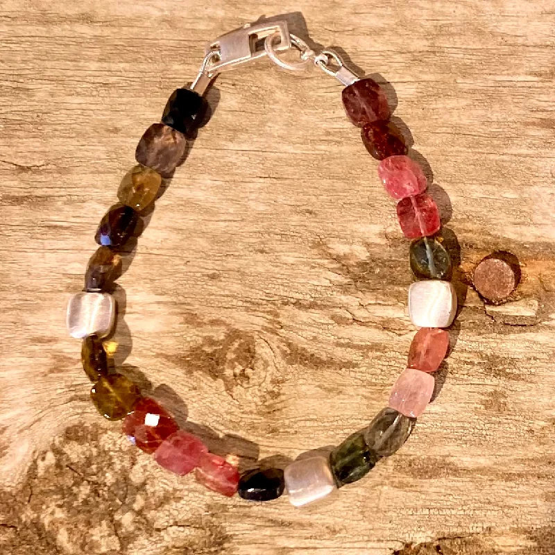 Faceted Tourmaline Sterling Silver Bracelet