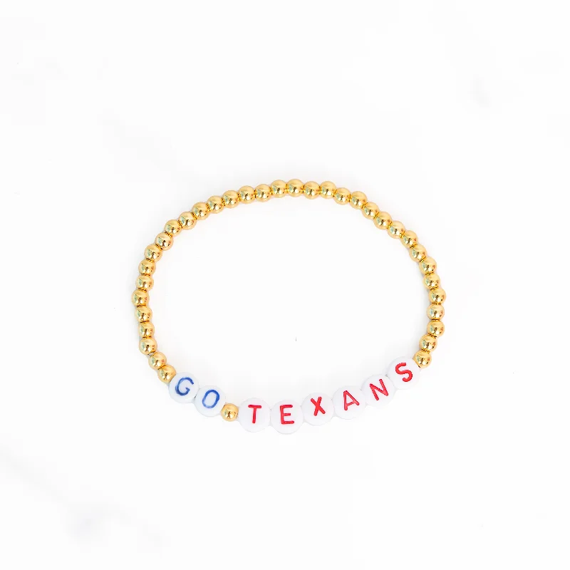 Go Texans Gold Beaded Bracelet