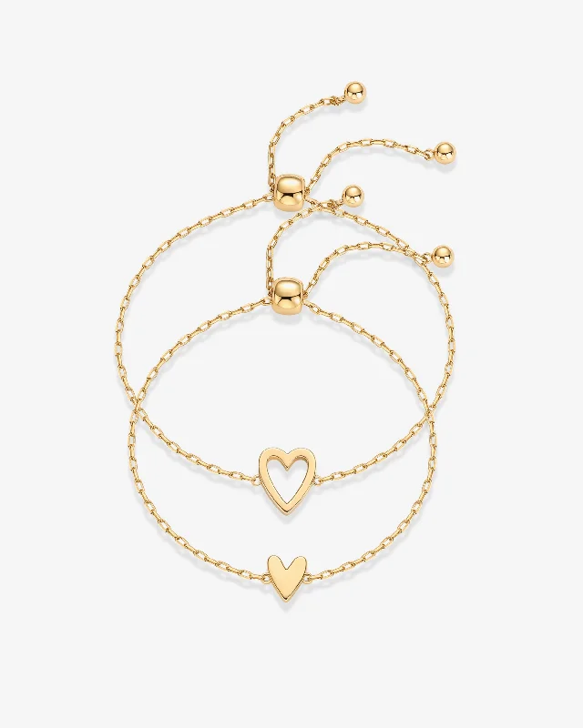 Heart Duo Charm Solitaire Bracelet