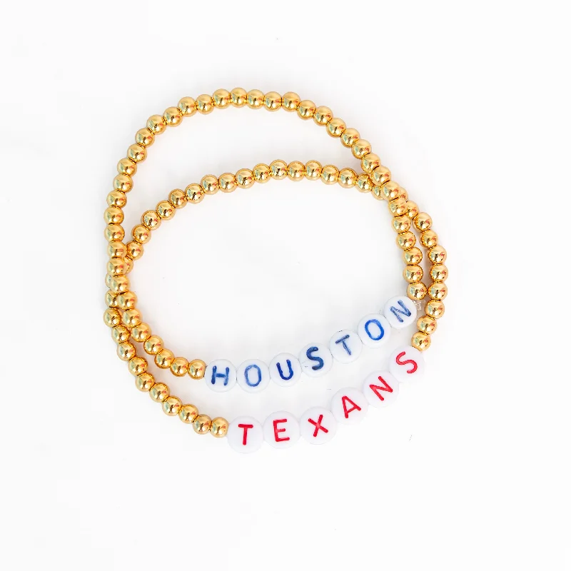 Houston Texans Gold Beaded Bracelet