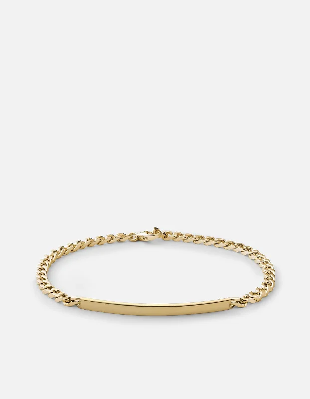 3mm ID Chain Bracelet, Gold