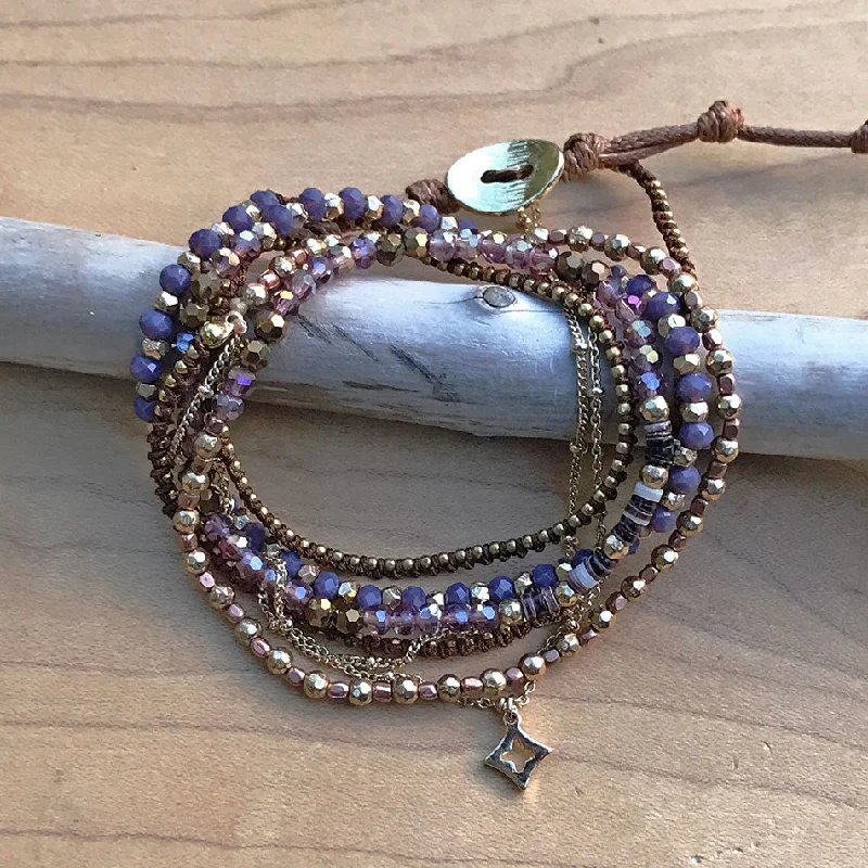 Iridescent Wrap Bracelet/Necklace - Purple, Thailand