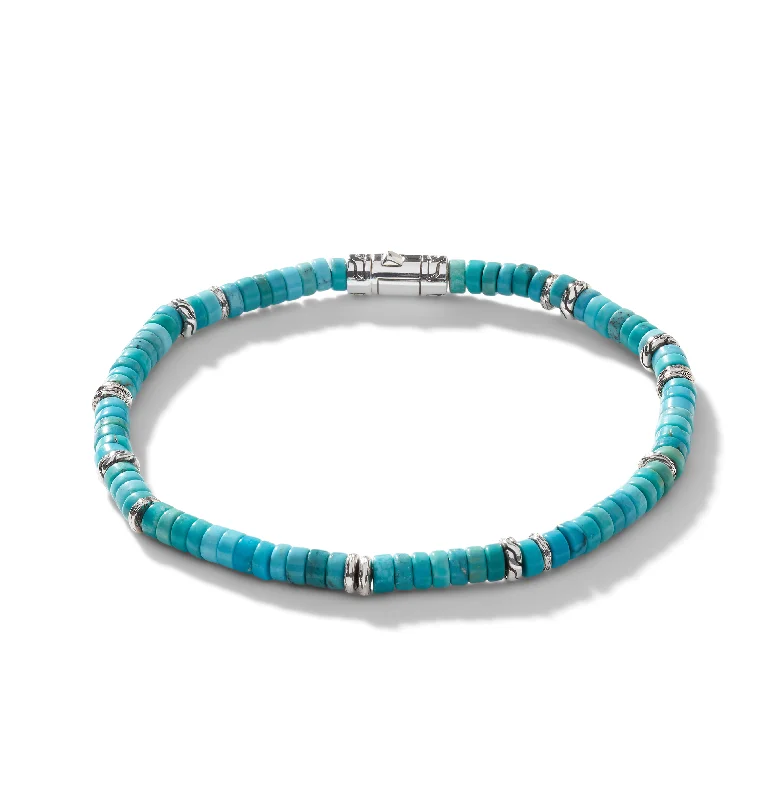 John Hardy Classic Chain Bracelet with Heishi Turquoise Beads