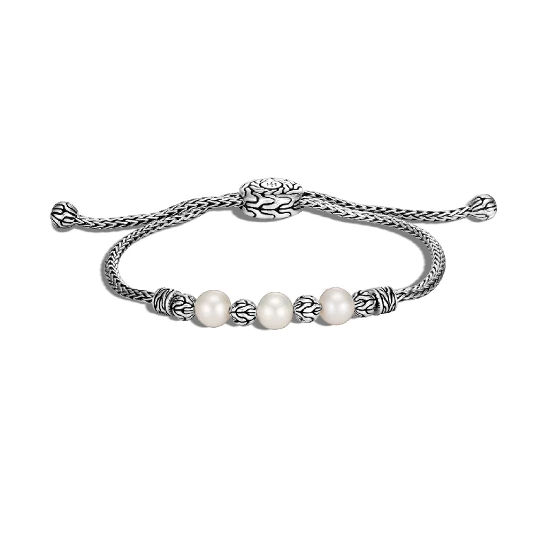 John Hardy Classic Chain Pull Through Freshwater Pearl Station Bracelet