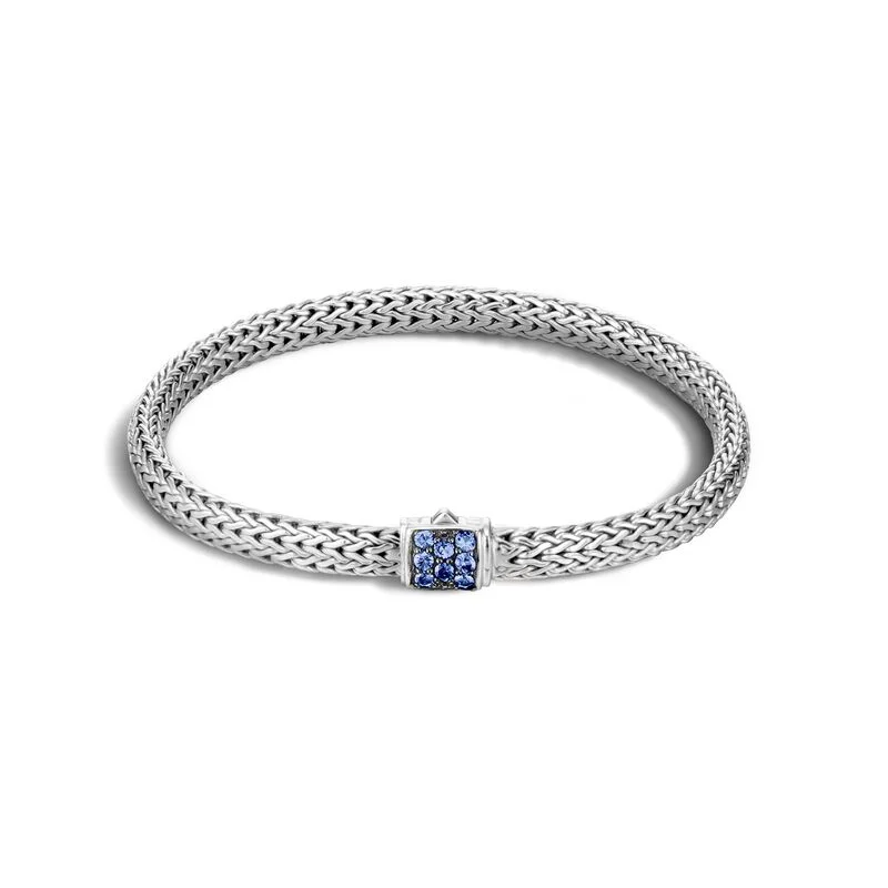 John Hardy Extra-Small Classic Chain Bracelet with Blue Sapphire Clasp