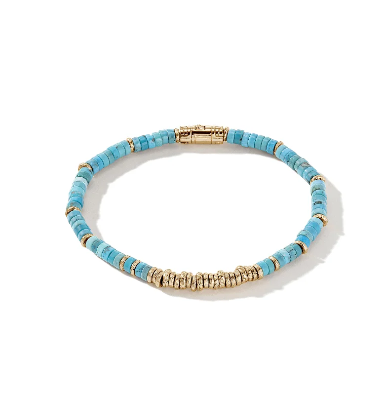 John Hardy Heishi 14K Yellow Gold Bracelet with Turquoise