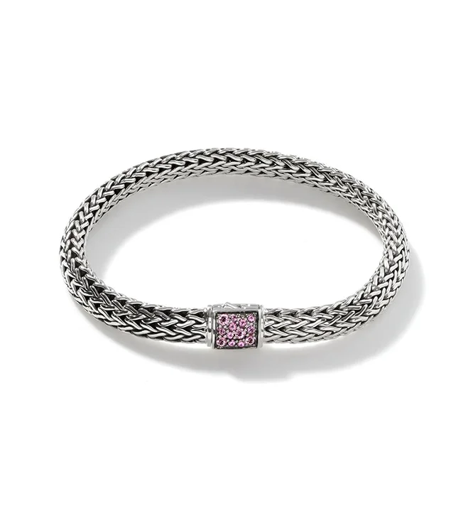 John Hardy Reversible Bracelet with Black Sapphire and Pink Tourmaline