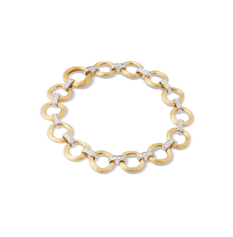 Marco Bicego Jaipur Mixed Metals Flat Link Bracelet with Diamonds