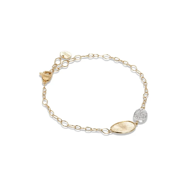 Marco Bicego Lunaria 18K Yellow Gold and Diamond Petite Double Leaf Bracelet