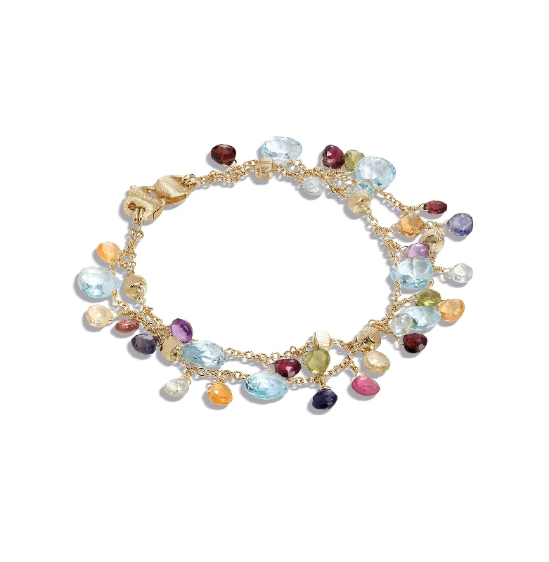 Marco Bicego Paradise Yellow Gold Multicolor Gemstones 2 Strand Bracelet