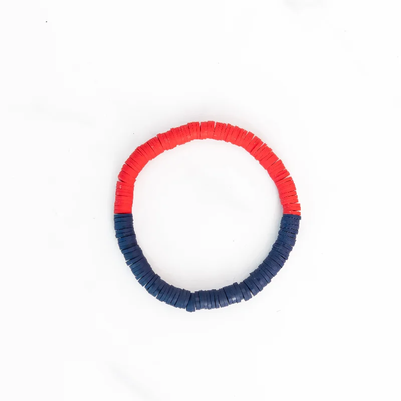 Navy and Red Polymer Clay Bracelet