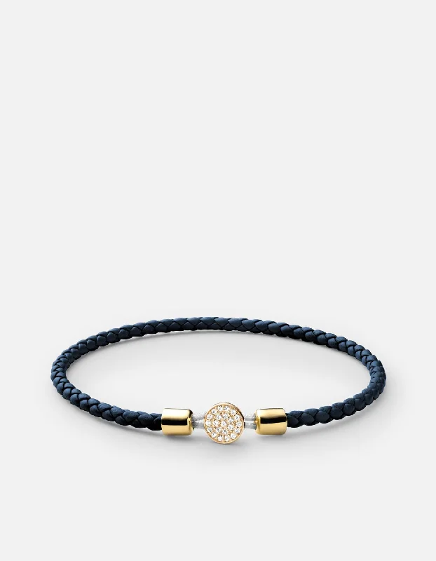 Nexus Leather Bracelet, Gold Vermeil/Sapphire