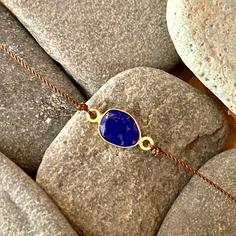 One of a Kind Lapis 18K Gold Bracelet