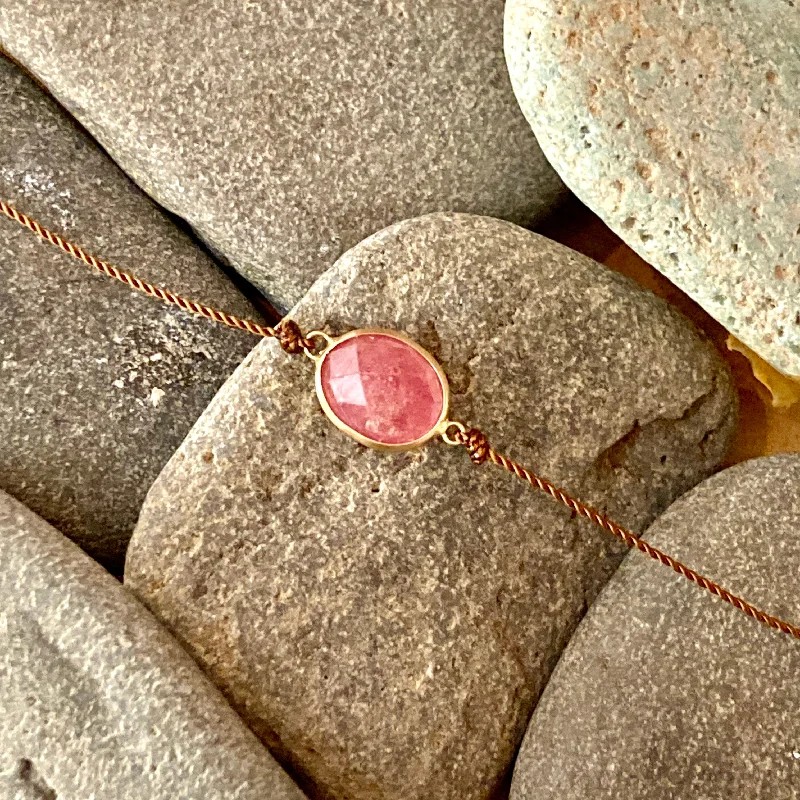 One of a Kind Pink Sapphire 14K Gold Bracelet